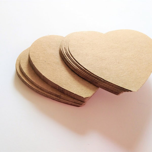 3" Kraft Paper Heart Die Cuts, Rustic Gift Tags, Sprinkle Confetti, Vintage Table Scatter, Wedding Party Decor,  Place Cards,Thank You Notes