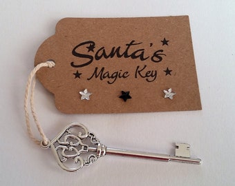 Santa's Magic Key, No Chimney Key, Christmas Eve Box Gift, Father Christmas Metal Magic Key Tag, Santa's Key Gift Tag, Christmas Keepsake
