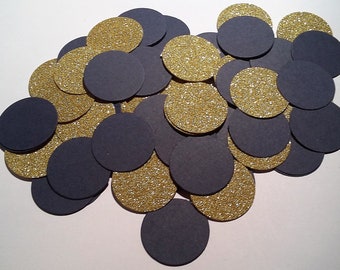 1" Navy Blue and Gold Circle Table Confetti, Glitter Table Scatter,  Birthday Table Decor,  Wedding Confetti,  Circle confetti