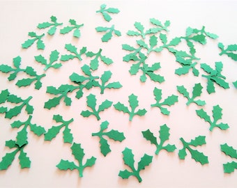 1" Green Holly Christmas Sprinkle Confetti, 50 pack of Table Scatter, Table Decor, Christmas Sprinkle, Place Setting