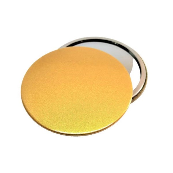 Compact Pocket Mirror In Metallic Gold Colour, 77mm Travel Handheld Clutch Make-up Mirror