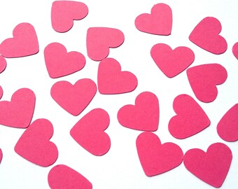 100 pcs 1" Rose Pink Heart Confetti, Table Scatter, Birthday Party Decor, Wedding Decor,  Bridal Shower, Heart Cut Outs, Paper Confetti