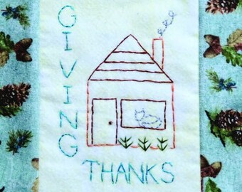 Giving Thanks Postcard pattern / Embroidery pattern / Quilt pattern