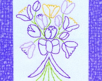 Tulips Postcard pattern / embroidery pattern / quilt pattern