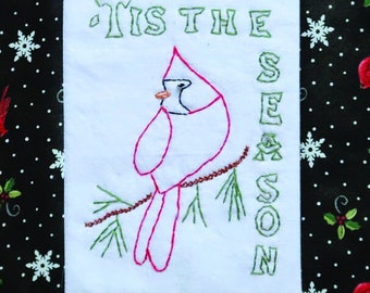 Tis the Season Postcard pattern / Embroidery pattern / Quilt pattern
