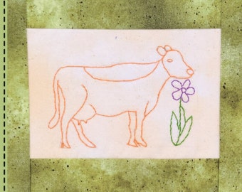 Happy Cow Postcard pattern / Embroidery pattern / Quilt pattern