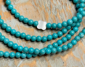 Aqua and Pearl Beaded Bracelets. Set of 3.