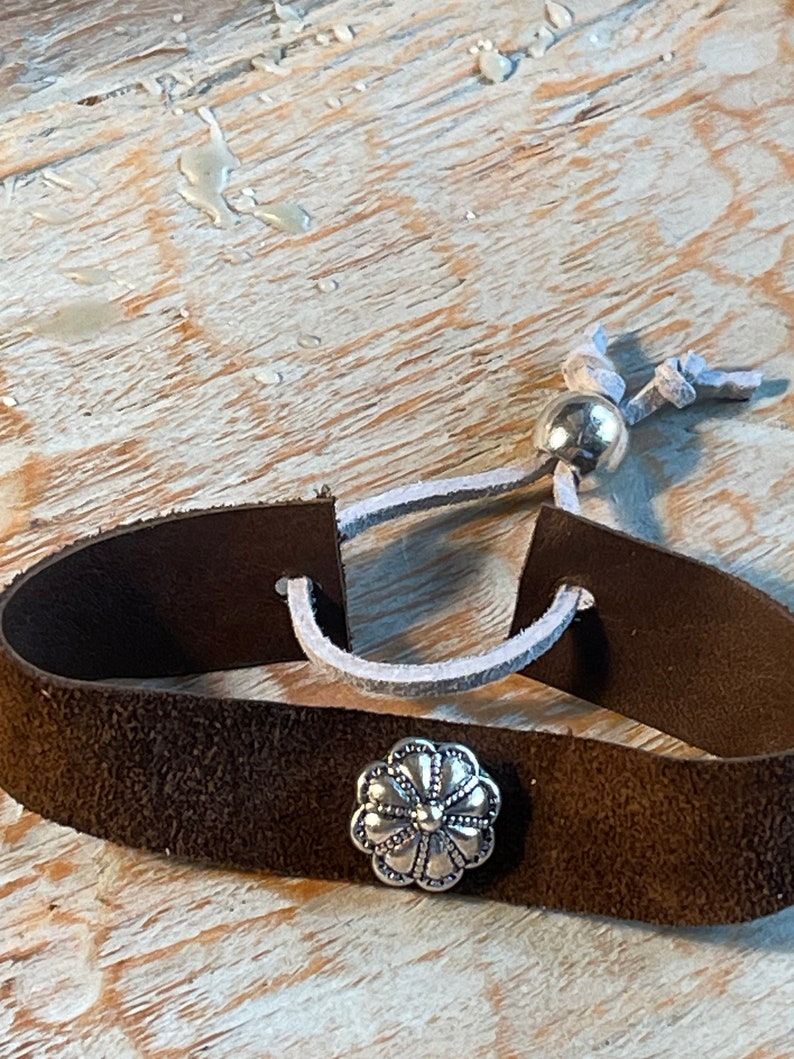 Suede and Silver Bracelet. Adjustable. image 3