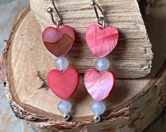 Pink, Heart Shell Earrings, Valentine’s Day