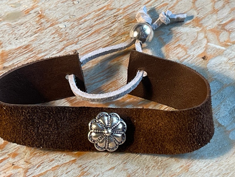 Suede and Silver Bracelet. Adjustable. image 1