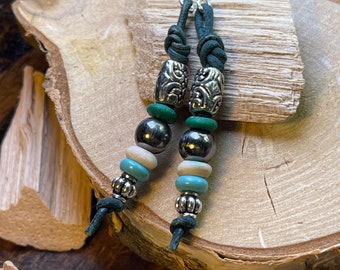 Silver, Turquoise and Suede Earrings