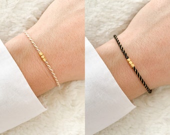 Partnerarmbänder/Freundschaftsarmbänder Makramee Schwarz/Beige/Gold (Geschenk zu Hochzeit, Geburtstag, Jahrestag usw.)