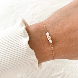 Bracelet Heart Pearl Gold Personalized
