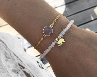 Armband Gold Personalisiert Labradorit Mondstein