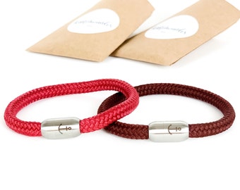 Pulseras Asociadas Cierre Magnético cuerda de vela - Red Oscuro / Frambuesa Red Knot Miracle | | de socios de regalo | de cumpleaños | de Navidad Día de la boda