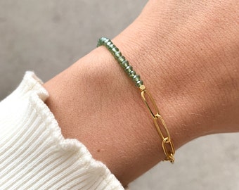 Armband Gliederkette Grüne Perlen