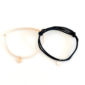 Bracelets partenaires cordon noir et blanc personnalisés cadeau pour mariage, anniversaire, anniversaire, etc. image 3