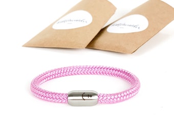 Armband Segelseil Magnetverschluss - Rosa | Geschenk Partner | Geburtstag | Jahrestag | Hochzeitstag | Adventskalendar | Weihnachten