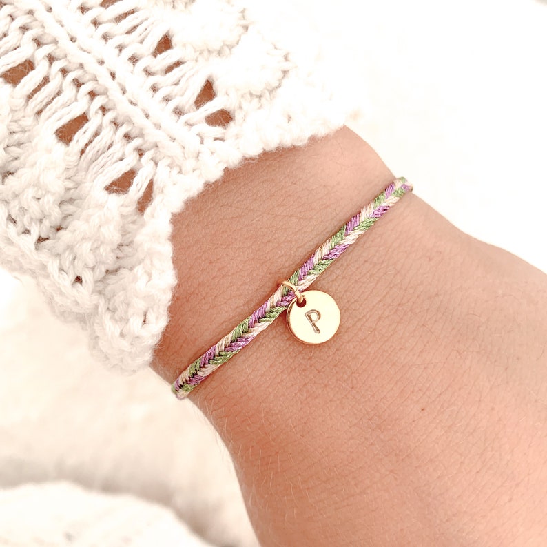 Pulsera personalizada colgante violeta azul Lila-Grün