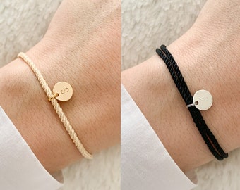 Cordoncino per braccialetti partner personalizzati in bianco e nero (regalo per matrimonio, compleanno, anniversario, ecc.)