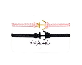 Partnerarmbänder Anker schwarz - rosa Geschenk Partner | Geburtstag | Jahrestag Hochzeitstag | Männerarmband | Muttertag Ostern Geschenk