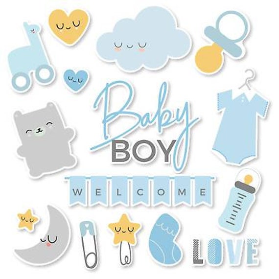 17 X Baby Boy New Baby Shower Scrapbook Scrapbooking Sticker Etsy