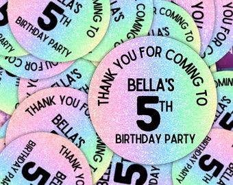 Thank You For Coming Rainbow Girls Birthday Cake Personalised Custom Kids Childrens Party Bag Thank You Stickers (40 Stickers)