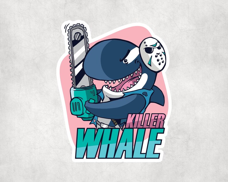 Killer Whale Horror Hockey Mask Chainsaw Pun Sticker Stickers Etsy