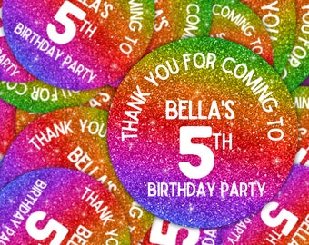 Thank You For Coming Rainbow Girls Birthday Personalised Custom Kids Childrens Party Bag Thank You Stickers (40 Stickers)