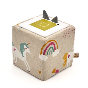 Toniebox protective case cover "Unicorn" Perfect fit, solid fabric, beige, pink, blue, yellow, white, rainbow