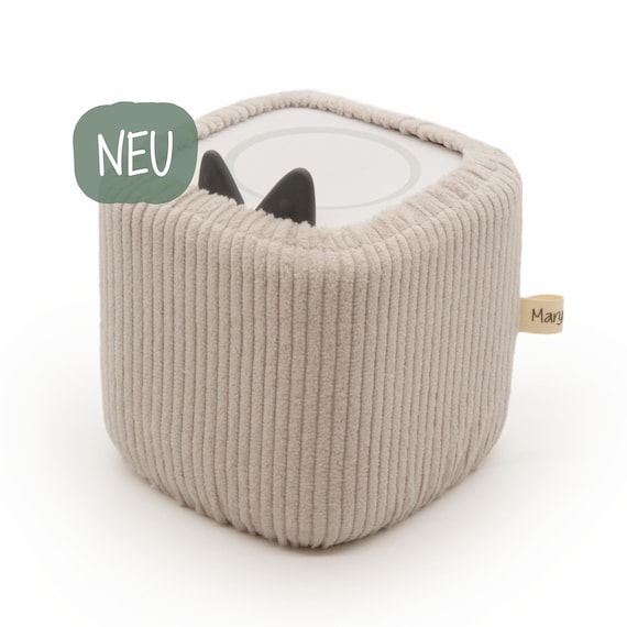 Schutzhülle für Toniebox 2 Bezug Hülle 100% Baumwolle "Greige Cord" Passgenau, fester Stoff, Cord, Grau-Beige