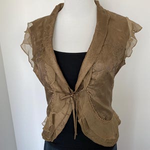 M/L, Unique Lightweight Bolero, Short Sleeve Bolero Top, Tie Front