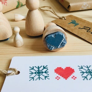 Timbro di gomma modello nordico norvegese cuore maglione di Natale motivo montato su legno carta regalo artigianale timbro di design fatto da sé