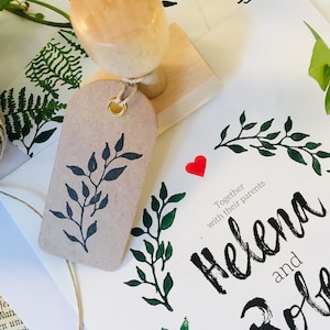 Rubber stamp botanic tree branch leaf plant wooden mounted paper craft gift self-made design stempel invitation