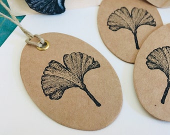 Rubber stamp botanic ginkgo leaf vintage wooden mounted paper craft gift self-made design stamp