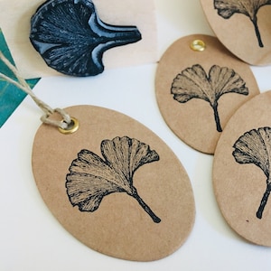 Rubber stamp botanic ginkgo leaf vintage wooden mounted paper craft gift self-made design stempel