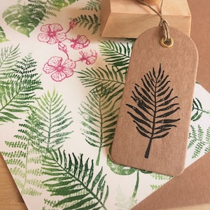 Rubber stamp palm leaf botanic plant wooden mounted paper craft gift self-made design stempel invitation