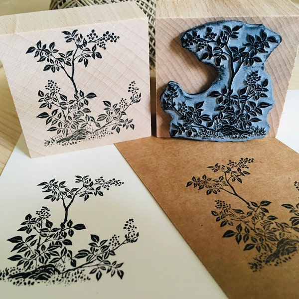 Rubber stamp vintage japanese art botanical flower plants decoration wooden mounted paper craft gift self-made design stamp ex-libris