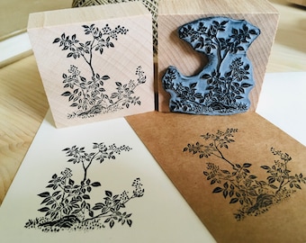 Rubber stamp vintage japanese art botanical flower plants decoration wooden mounted paper craft gift self-made design stamp ex-libris