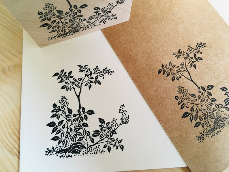 Rubber stamp vintage japanese art botanic flower plants decoration wooden mounted paper craft gift self-made design stempel ex-libris