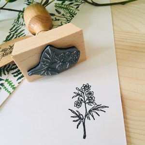 Tampon en caoutchouc plante de fleur botanique, papier monté en bois, cadeau artisanal, tampon de conception fait maison image 3