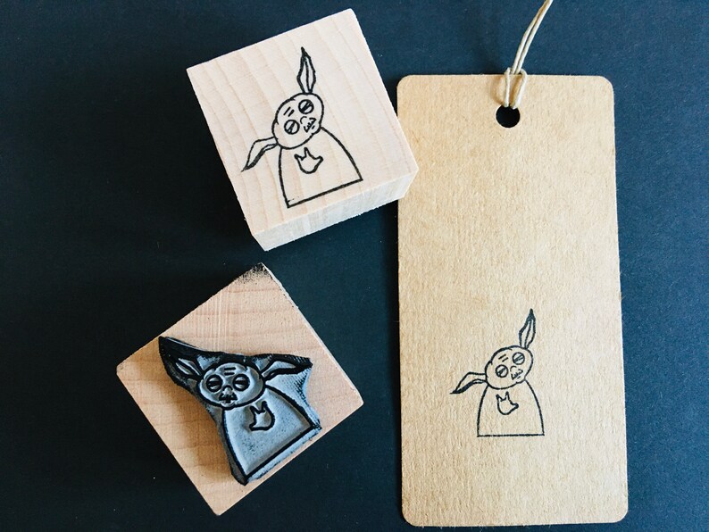 Rubber stamp yoda star wars wooden mounted paper craft gift self-made design stempel