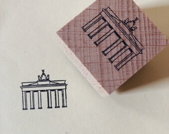 Rubber stamp wooden mounted Brandenburger Tor-selfmade design stamp- Wooden stamp Brandenburger Tor