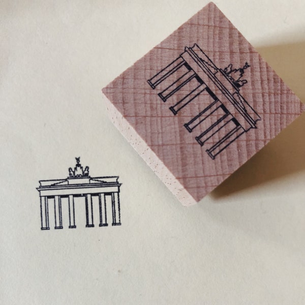 Stempel op hout gemonteerd Brandenburger Tor - zelfgemaakt ontwerp stempel - houten stempel Brandenburger Tor