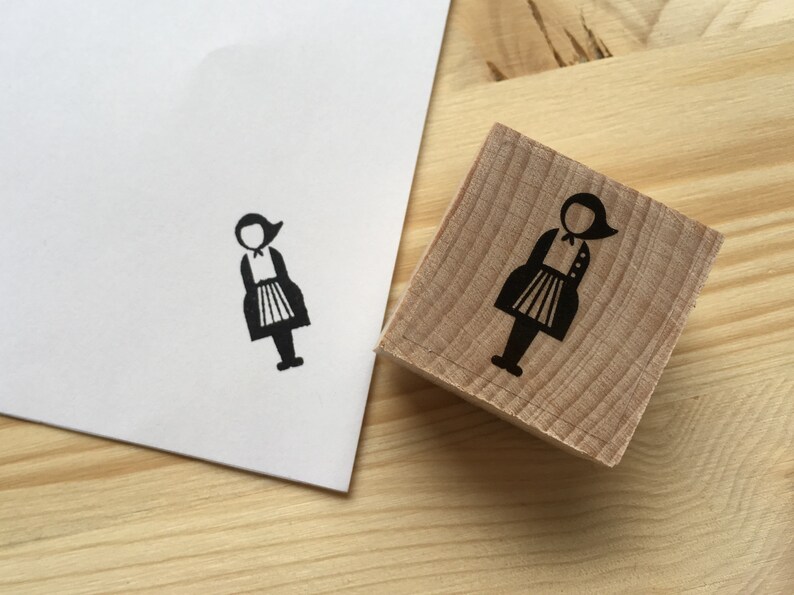Rubber stamp set farm with six stamps wooden mounted paper craft gift self-made design stempel