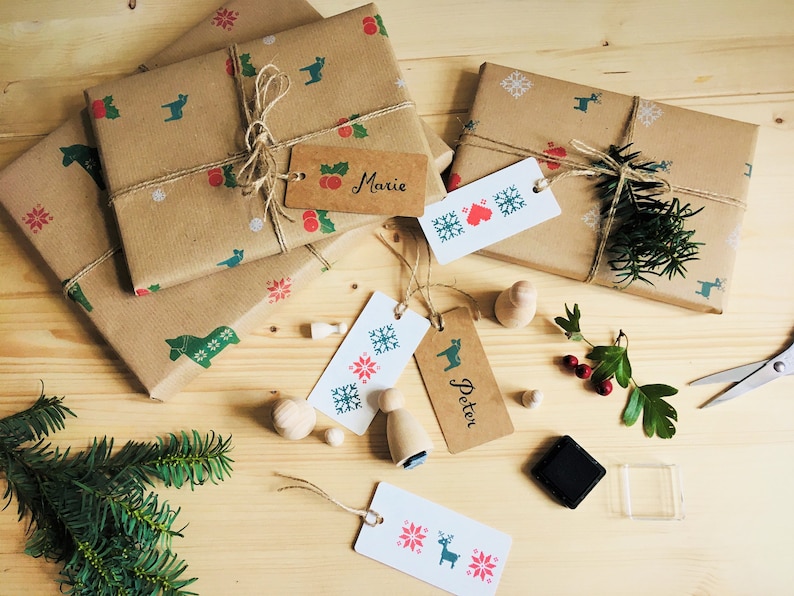 Rubber stamp dala horse with heart pattern scandinavian nordic christmas motive wooden mounted paper craft gift self-made design stempel