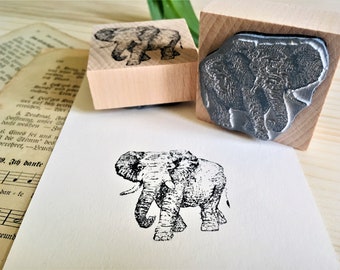 Rubber stamp vintage elephant wooden mounted paper craft gift self-made design stempel