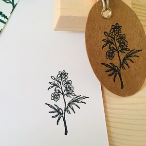 Rubber stamp botanical flower plant wooden mounted paper craft gift self-made design stamp image 2