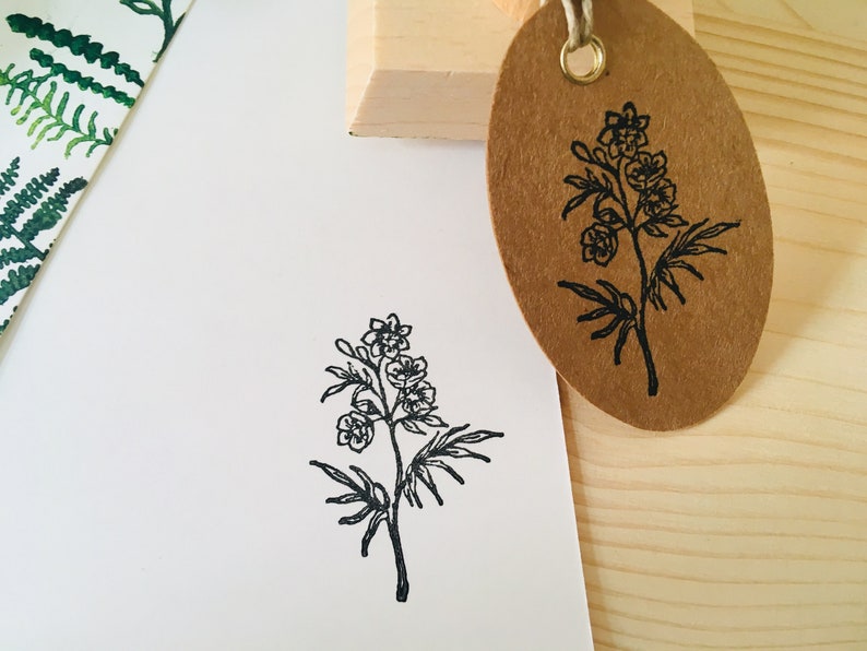 Rubber stamp botanical flower plant wooden mounted paper craft gift self-made design stamp image 2