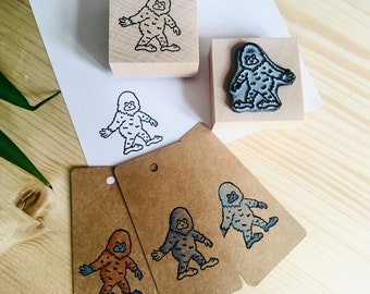 Gummistämpel Yeti Bigfoot Sasquatch monster trämonterad papperspyssel gåva hemgjord designstämpel